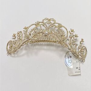 Homa Bridal 250 Crystal Gold Bridal Tiara Headpiece Hair Jewelry Wedding